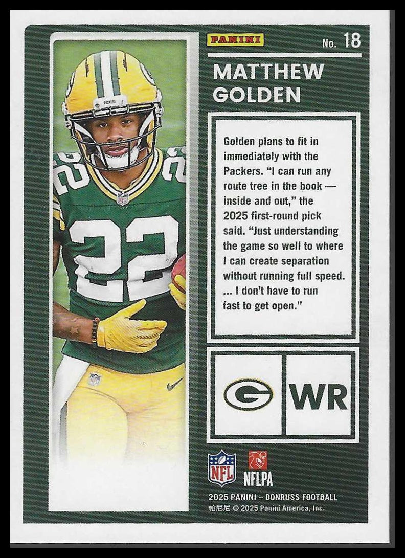 2025 Donruss #18 Matthew Golden The Rookies