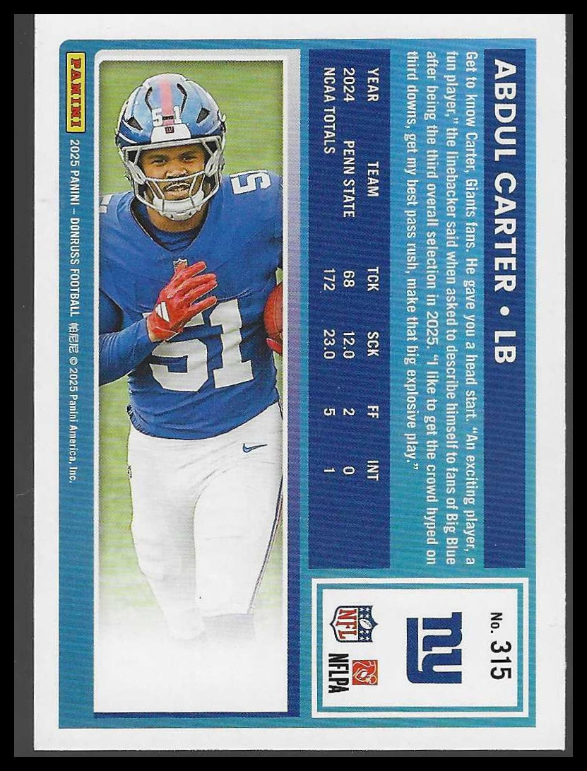 2025 Donruss #315 Abdul Carter