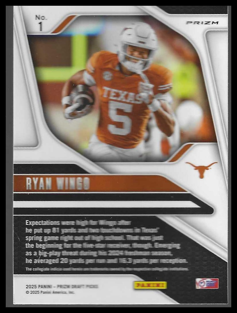 2025 Panini Prizm Draft Picks #1 Ryan Wingo Prizms Gold Ice
