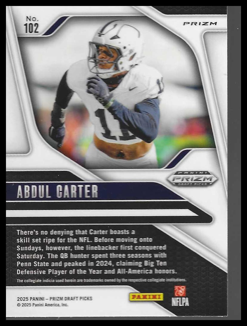 2025 Panini Prizm Draft Picks #102 Abdul Carter Prizms Gold Ice