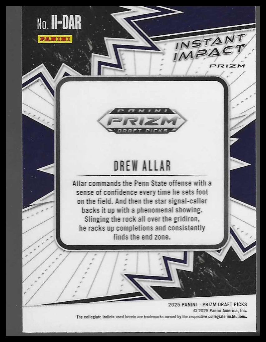 2025 Panini Prizm Draft Picks #II-DAR Drew Allar Instant Impact Gold Ice