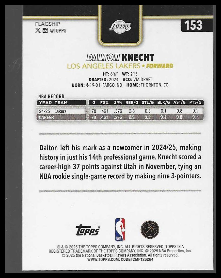 2025-26 Topps #153 Dalton Knecht Blackout