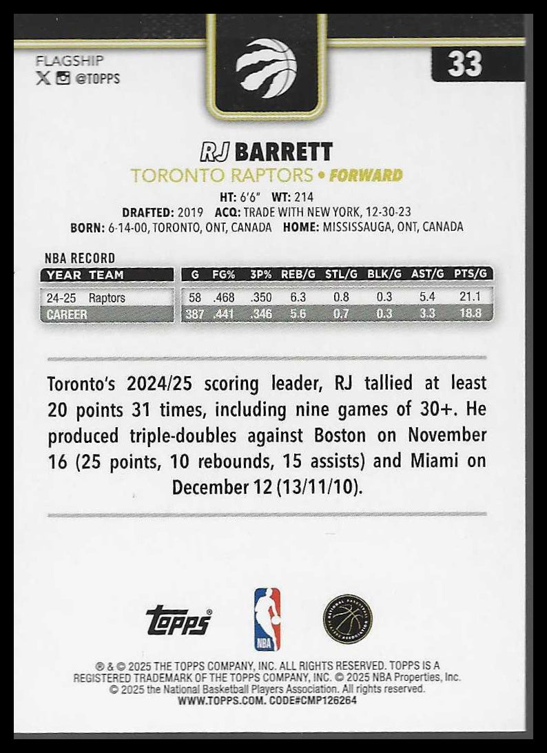 2025-26 Topps #33 RJ Barrett Blackout