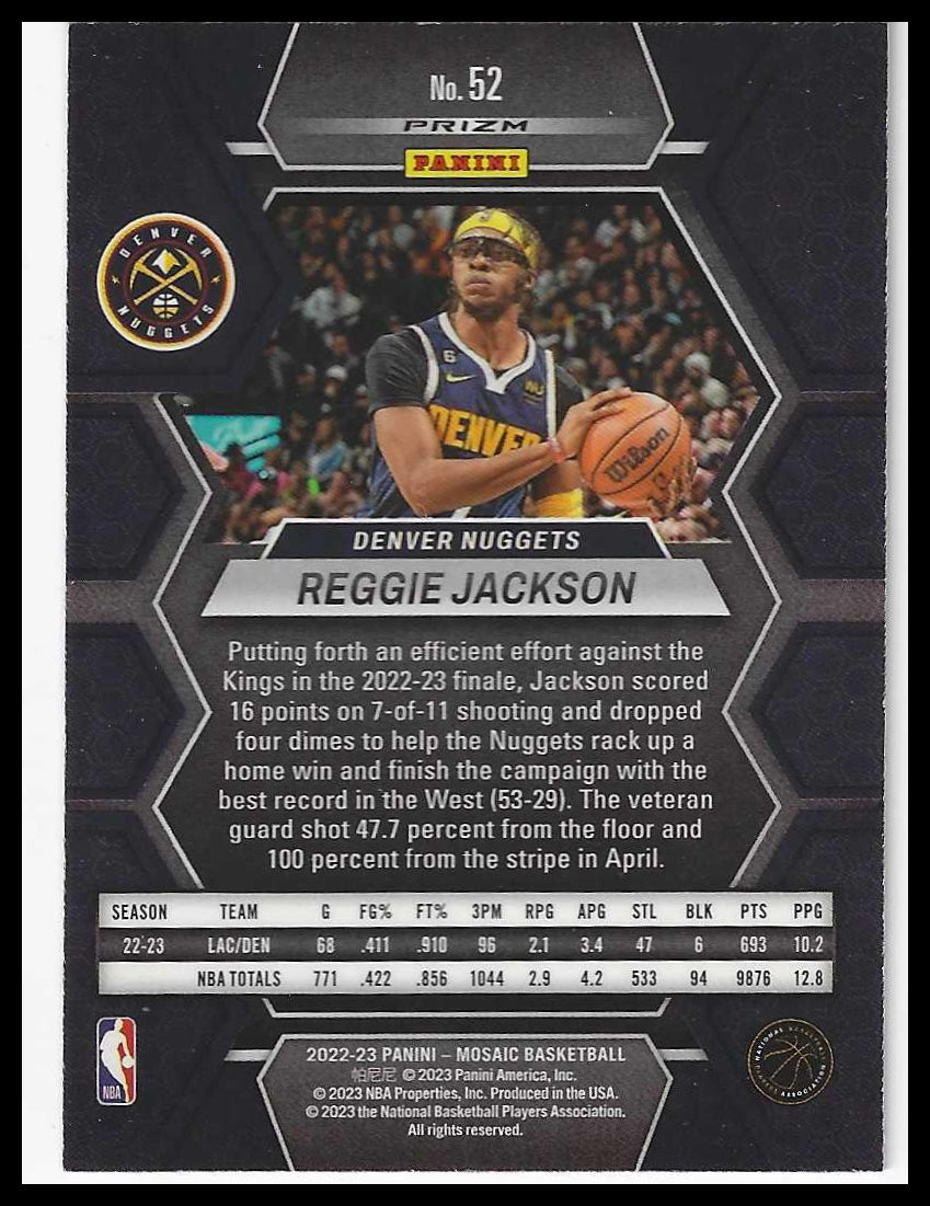 2022-23 Panini Mosaic #52 Reggie Jackson Reactive Blue