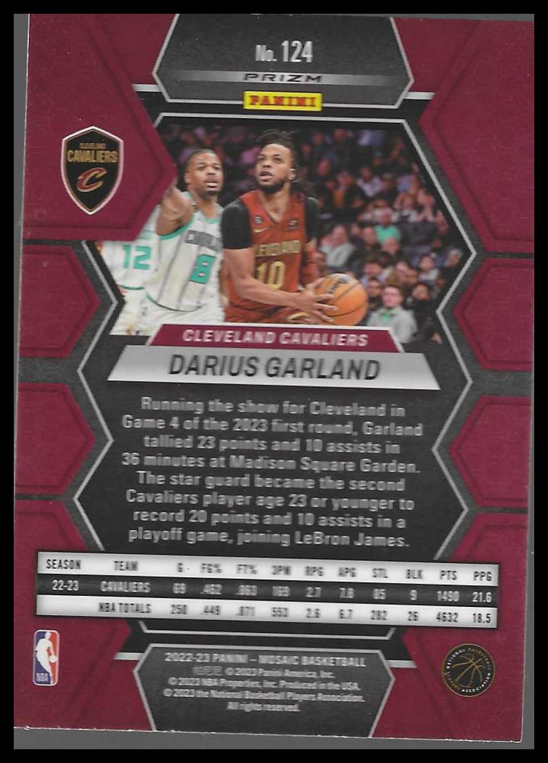2022-23 Panini Mosaic #124 Darius Garland Reactive Blue