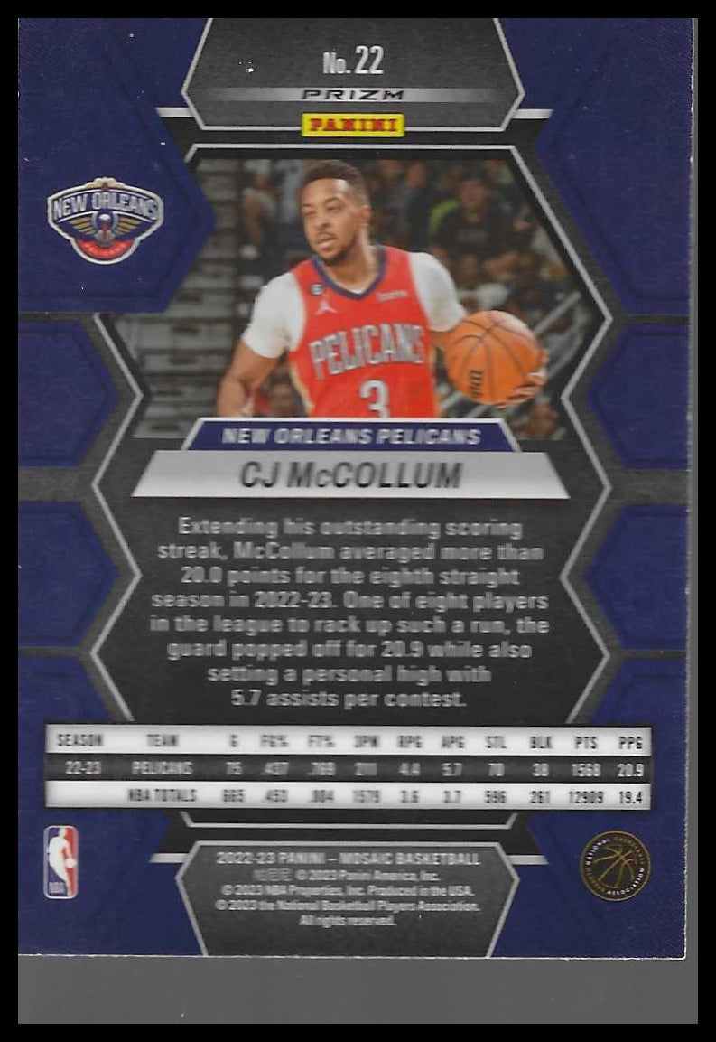 2022-23 Panini Mosaic #22 CJ McCollum Green
