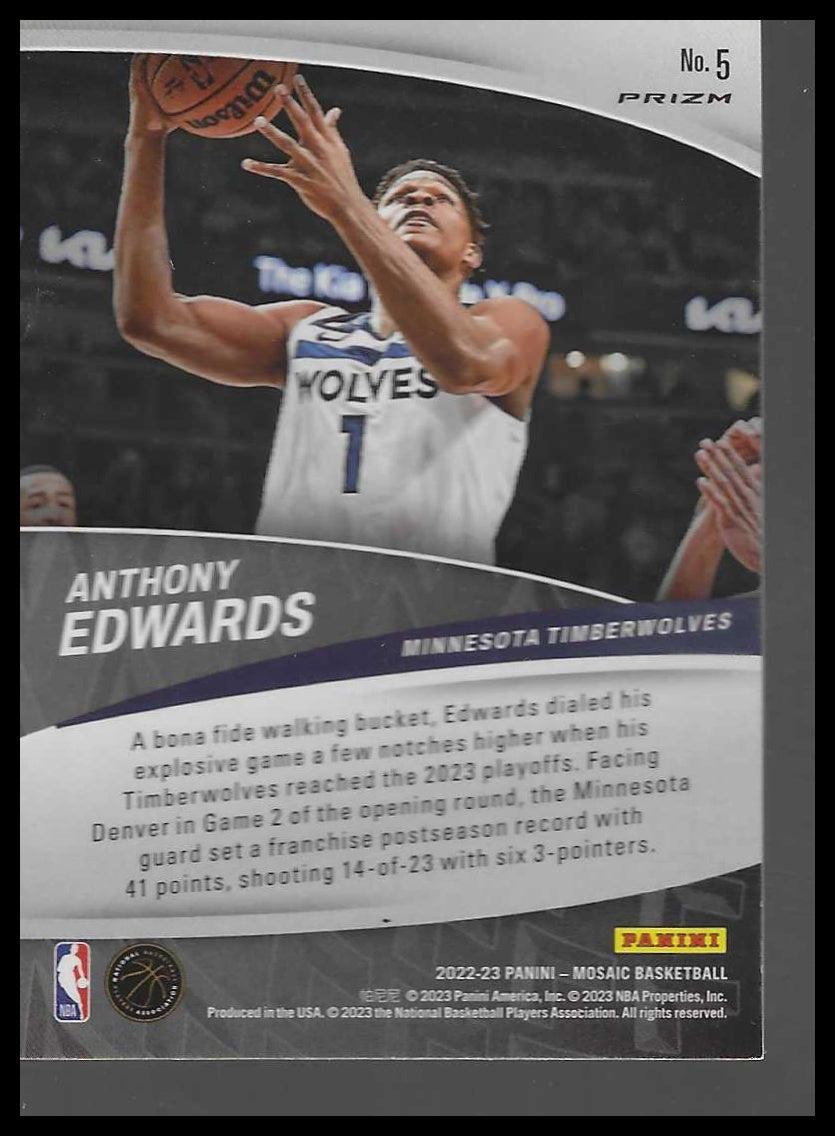 2022-23 Panini Mosaic #5 Anthony Edwards Elevate Mosaic Green
