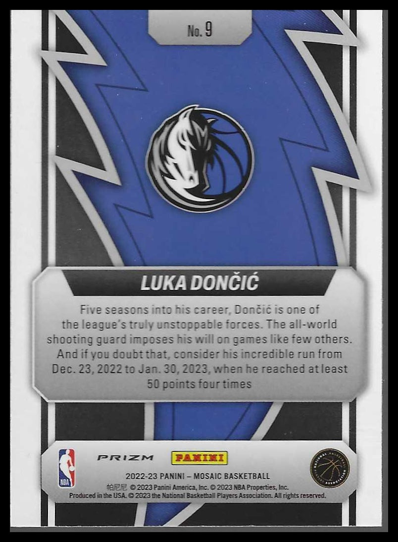 2022-23 Panini Mosaic #9 Luka Doncic Thunder Road Mosaic Green