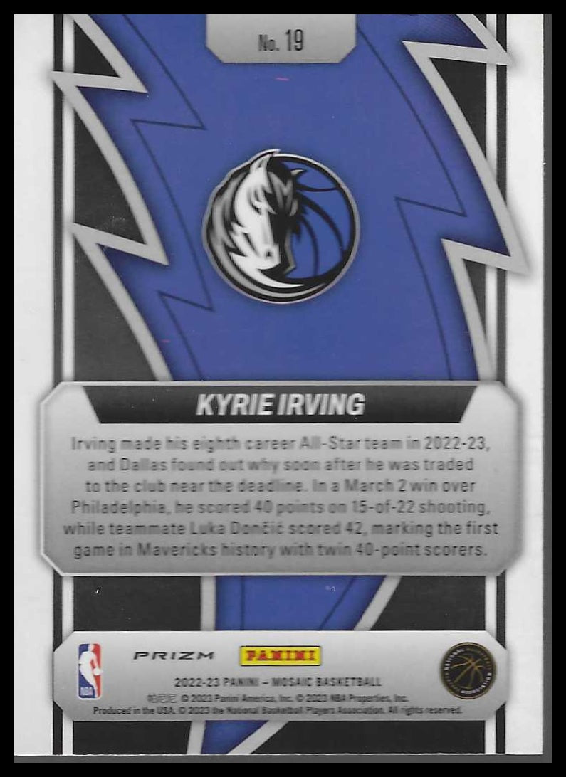 2022-23 Panini Mosaic #19 Kyrie Irving Thunder Road Mosaic Green