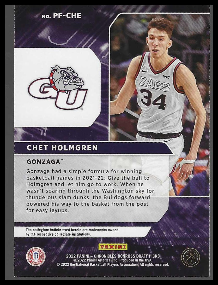 2022 Panini Chronicles Draft Picks #PF-CHE Chet Holmgren Power Formulas