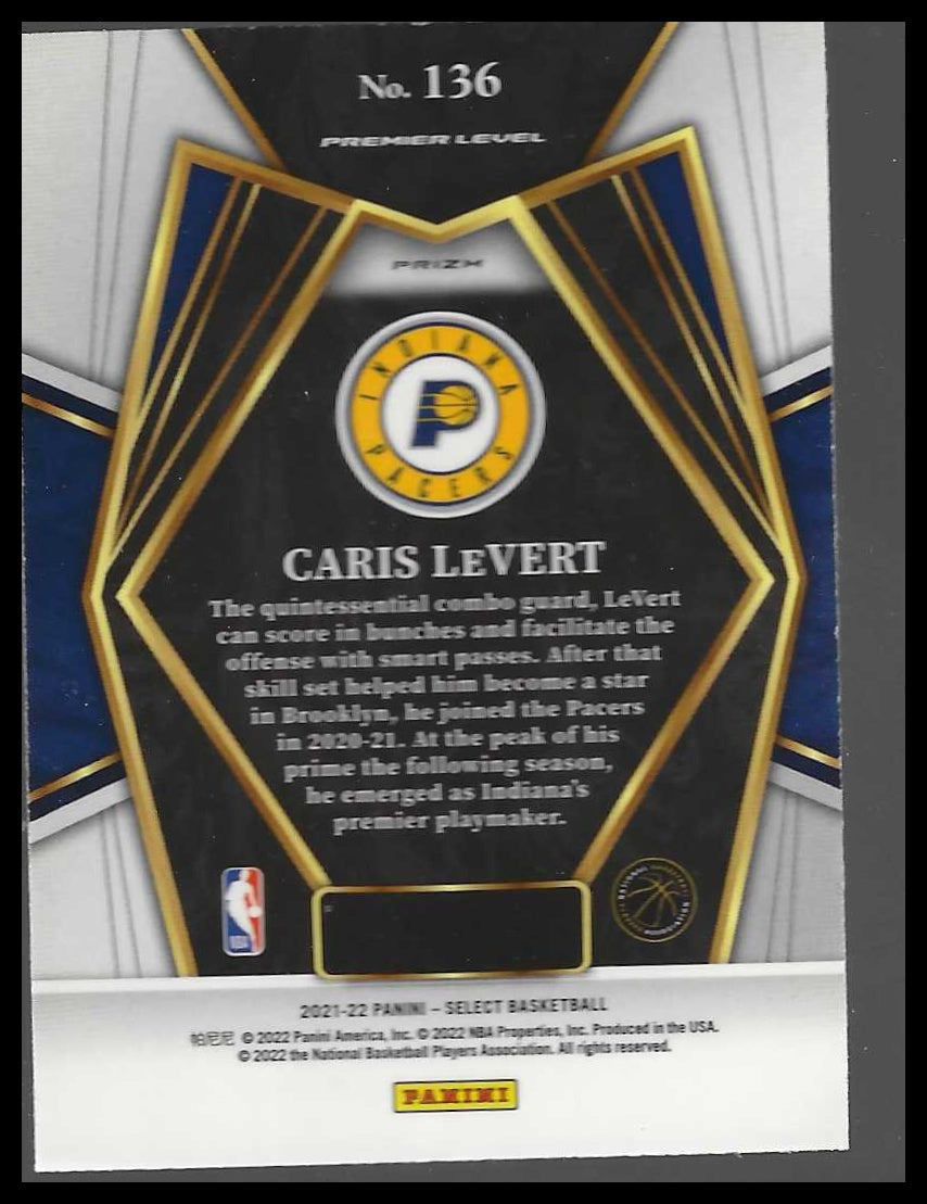 2021-22 Panini Select #136 Caris LeVert Blue Shimmer Prizms