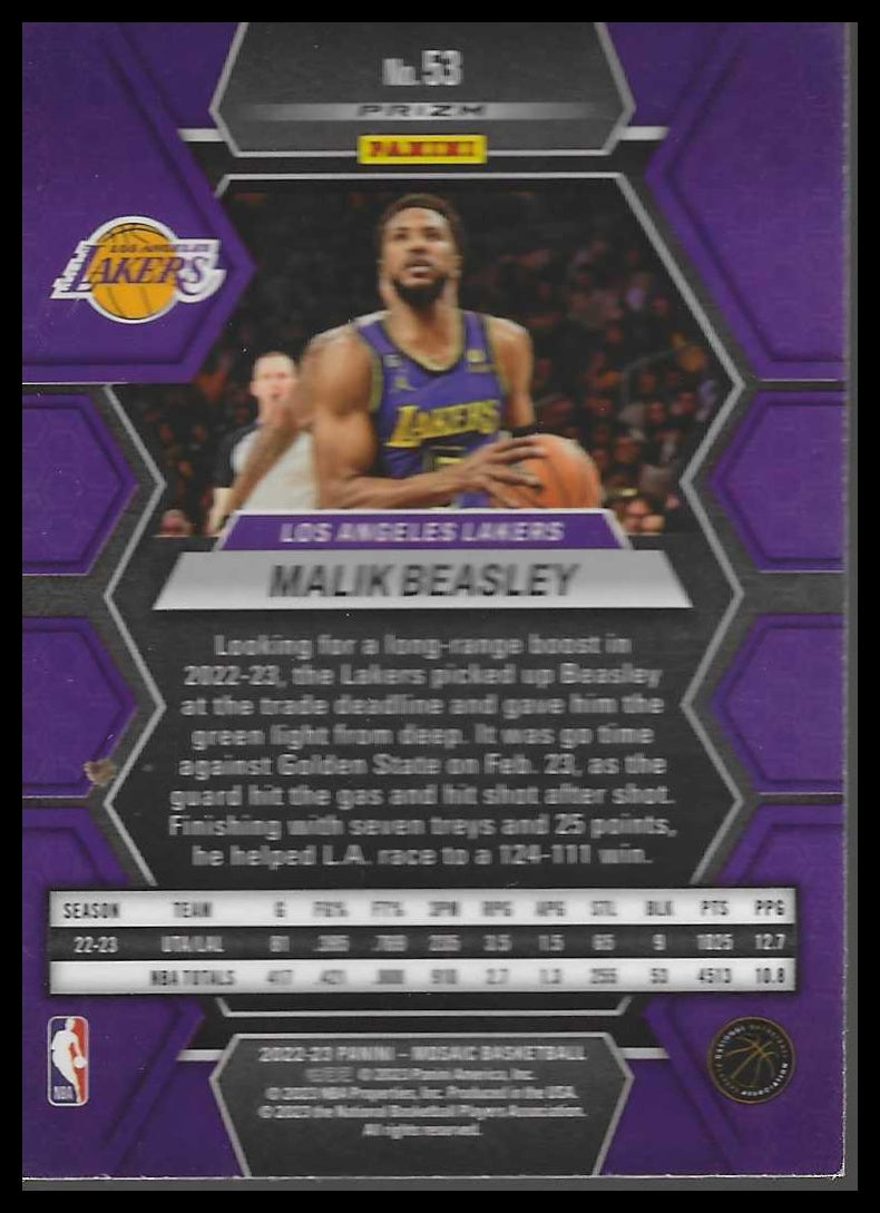 2022-23 Panini Mosaic #53 Malik Beasley Green