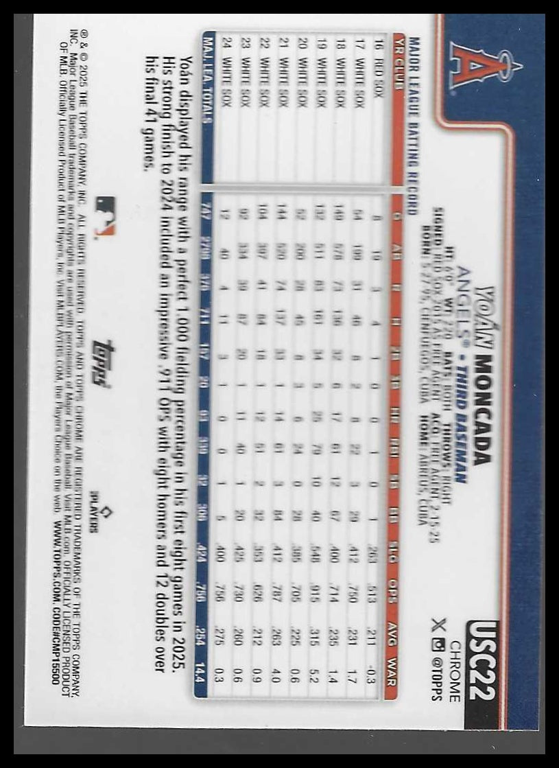 2025 Topps Chrome Update #USC22 Yoán Moncada Prism Refractors