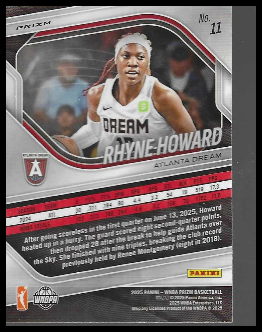 2025 Panini Prizm WNBA #11 Rhyne Howard Blue Velocity Prizms