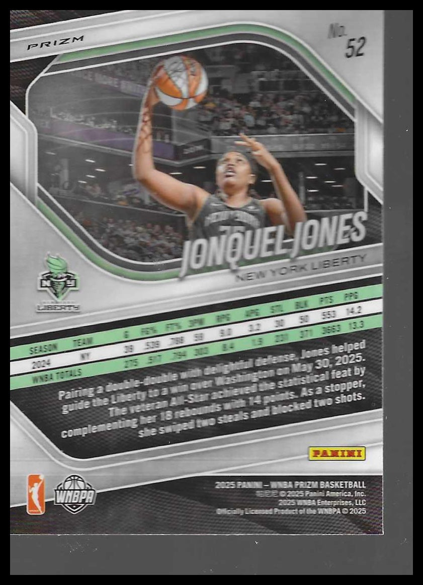 2025 Panini Prizm WNBA #52 Jonquel Jones Blue Velocity Prizms