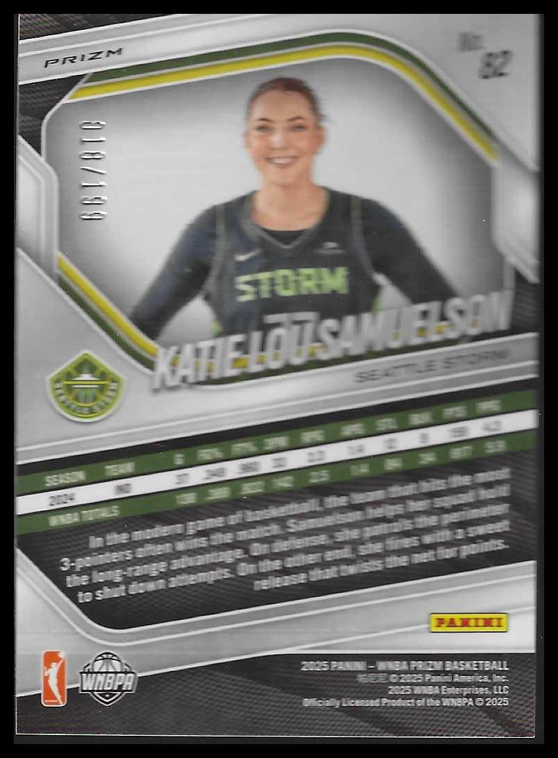 2025 Panini Prizm WNBA #82 Katie Lou Samuelson Blue Pulsar Prizms #/199