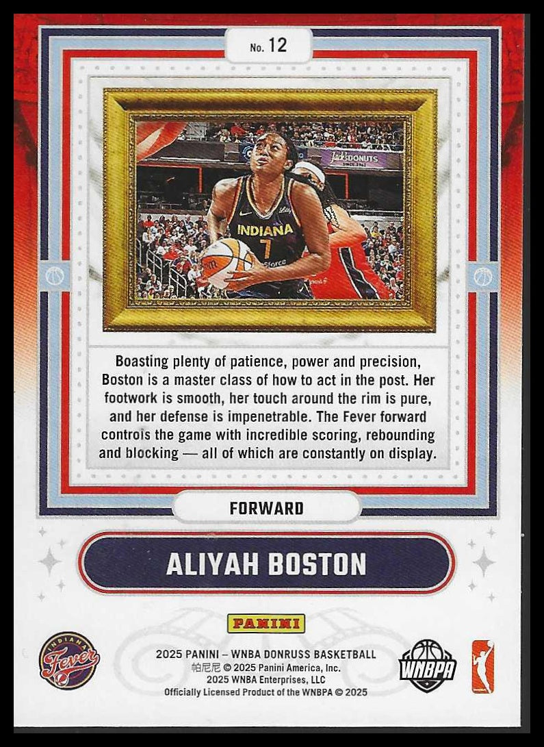 2025 Donruss WNBA #12 Aliyah Boston Franchise Features