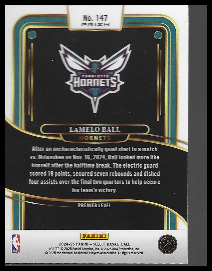 2024-25 Panini Select #147 LaMelo Ball Blue Cracked Ice Prizm