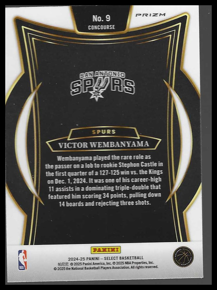 2024-25 Panini Select #9 Victor Wembanyama Silver Prizm