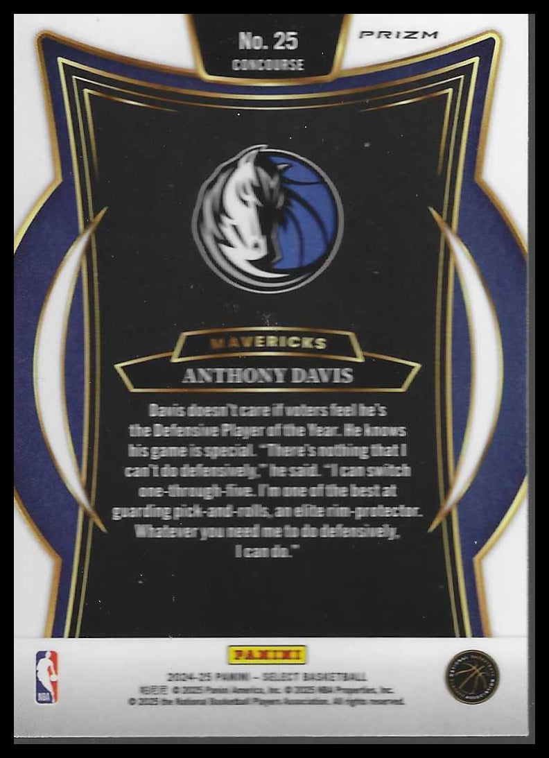 2024-25 Panini Select #25 Anthony Davis Silver Prizm