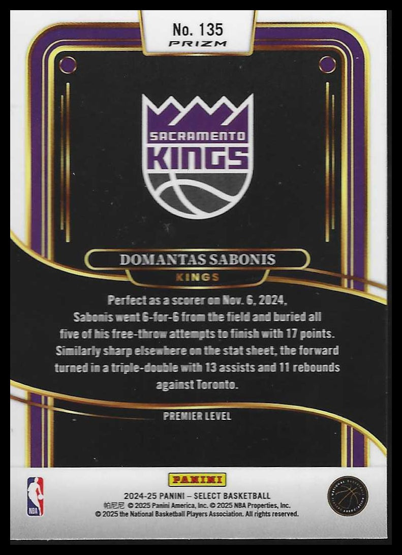 2024-25 Panini Select #135 Domantas Sabonis Green White Purple Prizm