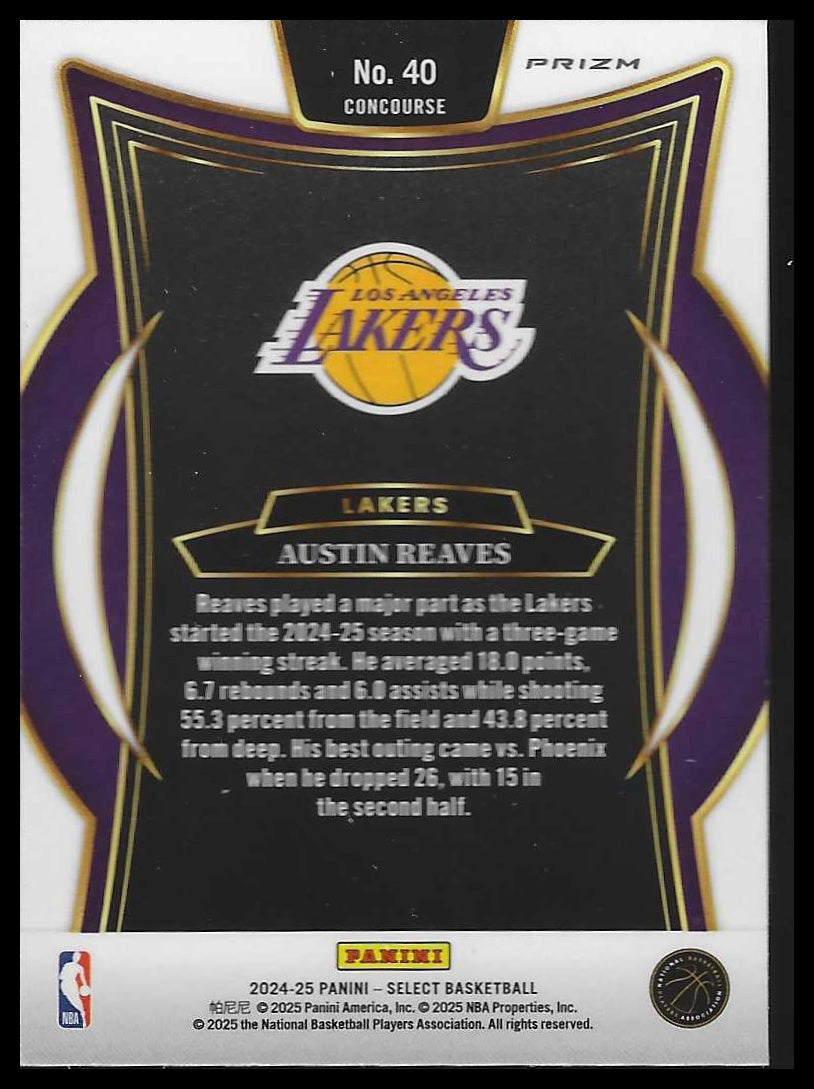 2024-25 Panini Select #40 Austin Reaves Green White Purple Prizm