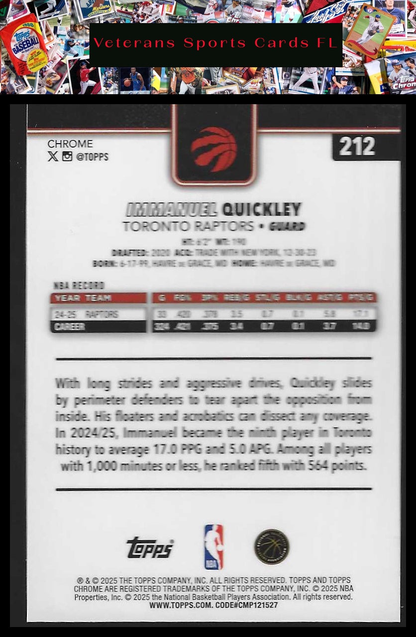 2025-26 Topps Chrome #212 Immanuel Quickley
