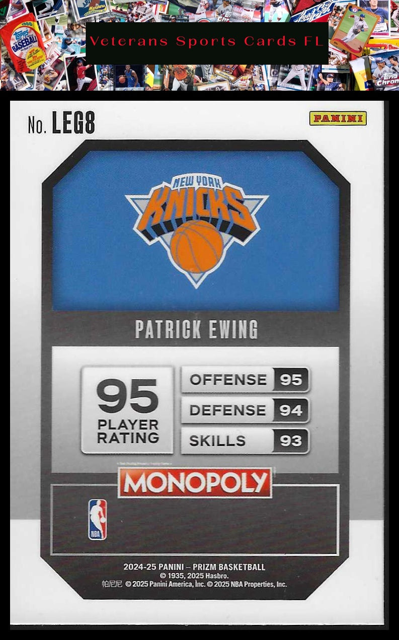 2024-25 Panini Prizm Monopoly #LEG8 Patrick Ewing Legends