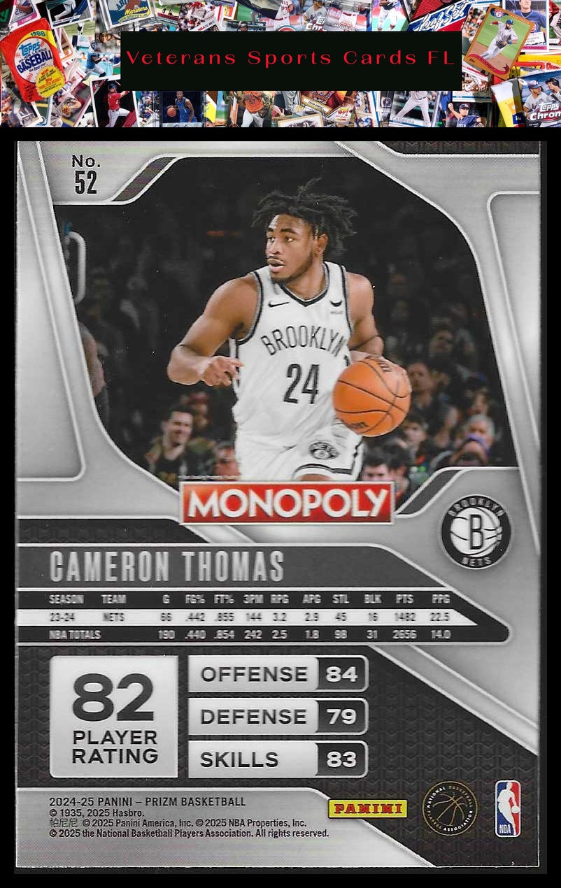 2024-25 Panini Prizm Monopoly #52 Cameron Thomas