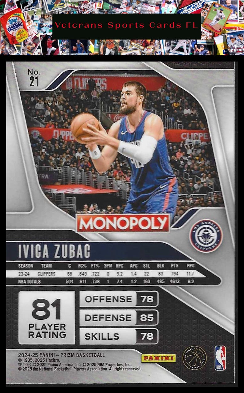 2024-25 Panini Prizm Monopoly #21 Ivica Zubac