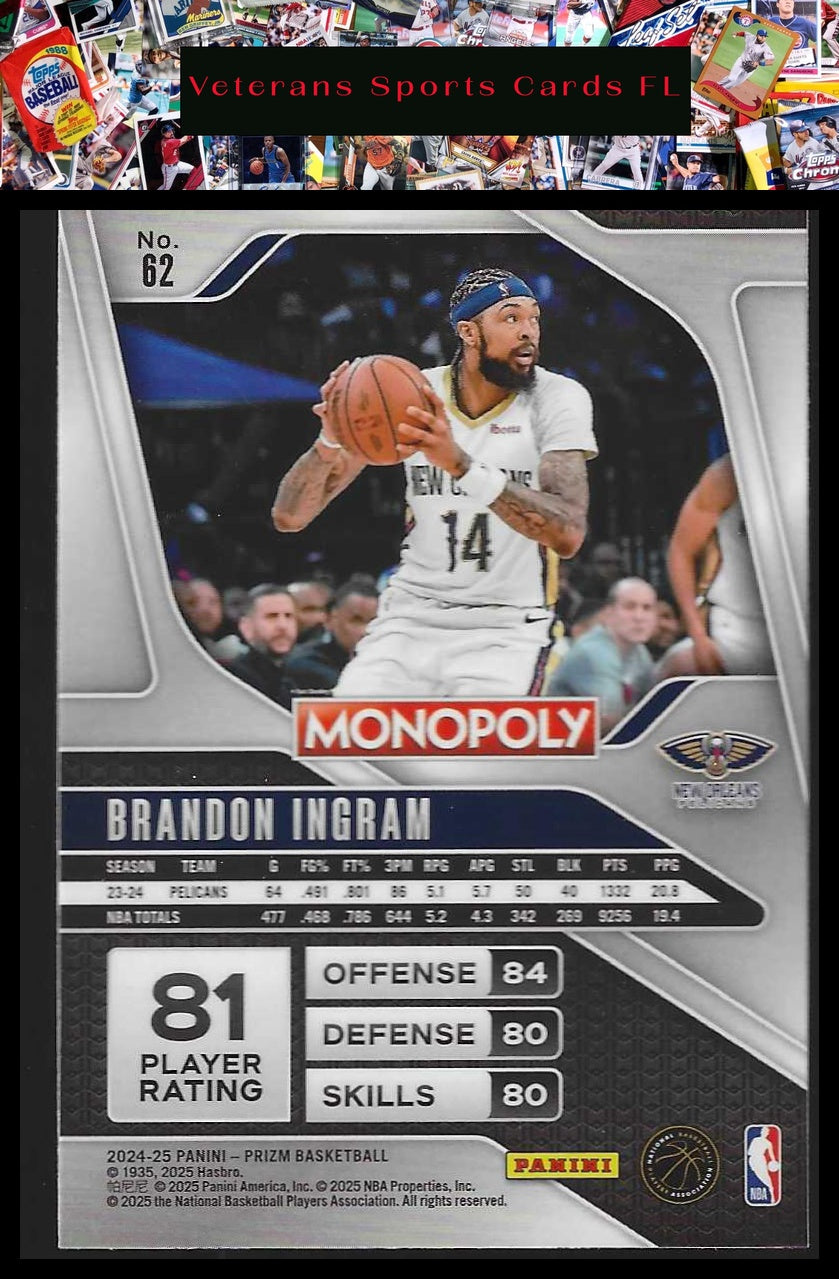 2024-25 Panini Prizm Monopoly #62 Brandon Ingram