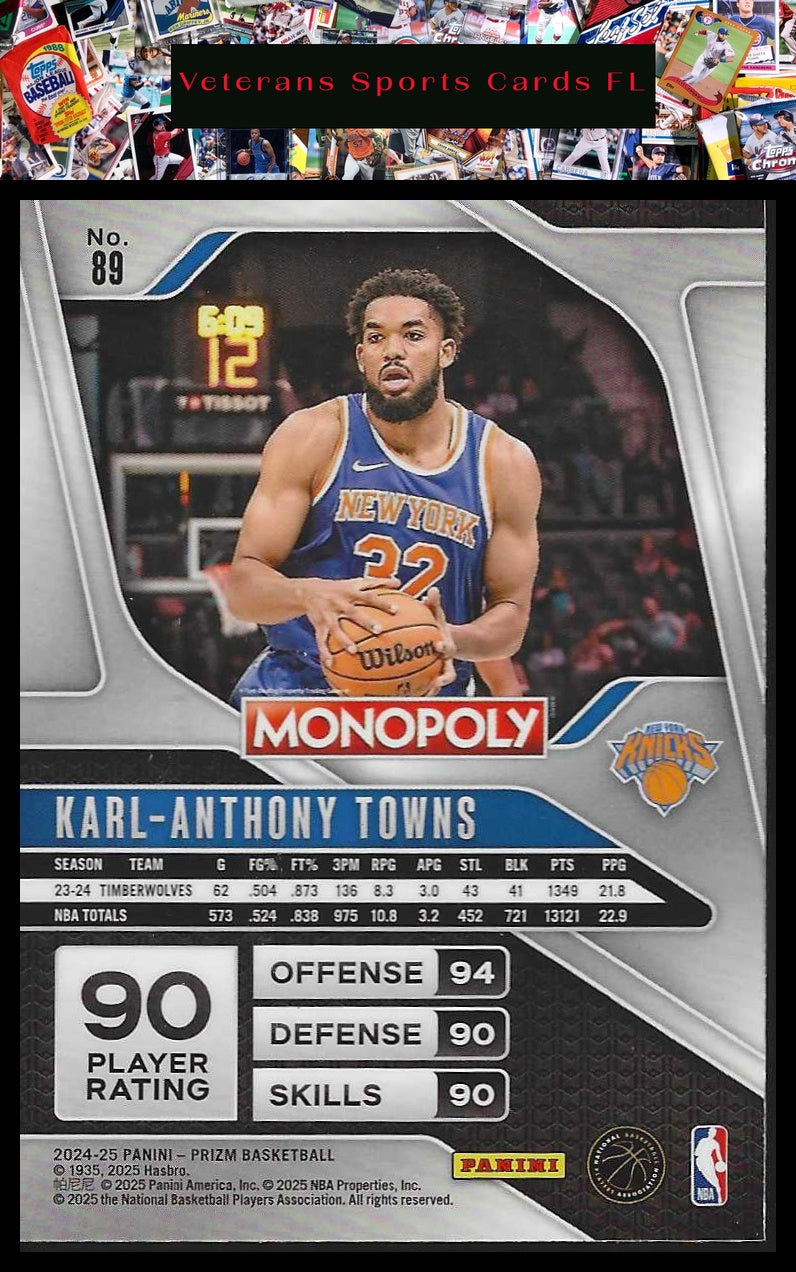 2024-25 Panini Prizm Monopoly #89 Karl-Anthony Towns