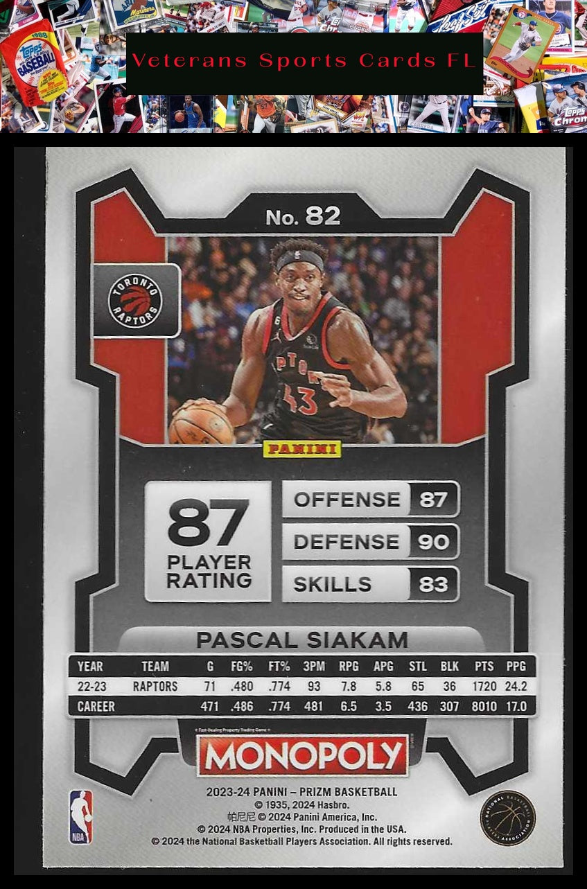 2023-24 Panini Prizm Monopoly #82 Pascal Siakam