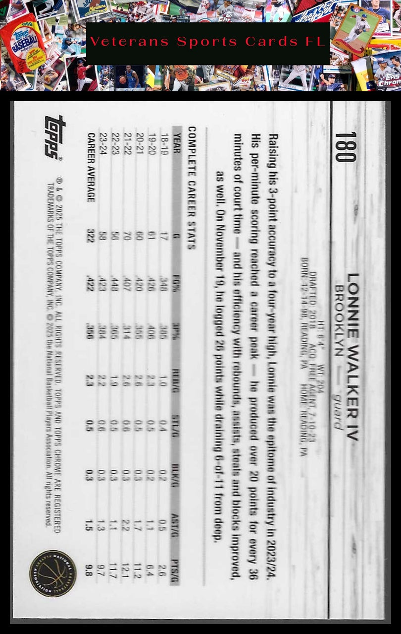 2024-25 Topps Chrome #180 Lonnie Walker IV