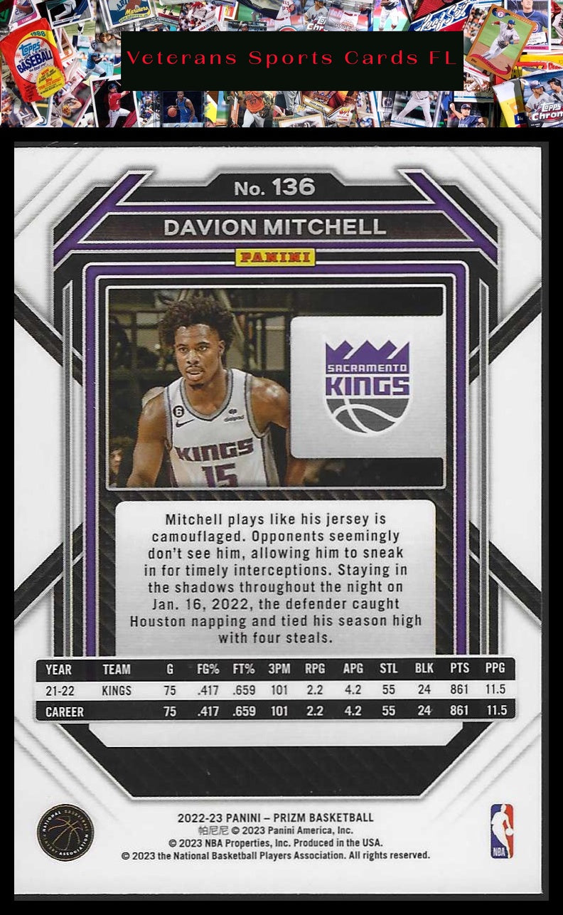 2022-23 Panini Prizm #136 Davion Mitchell