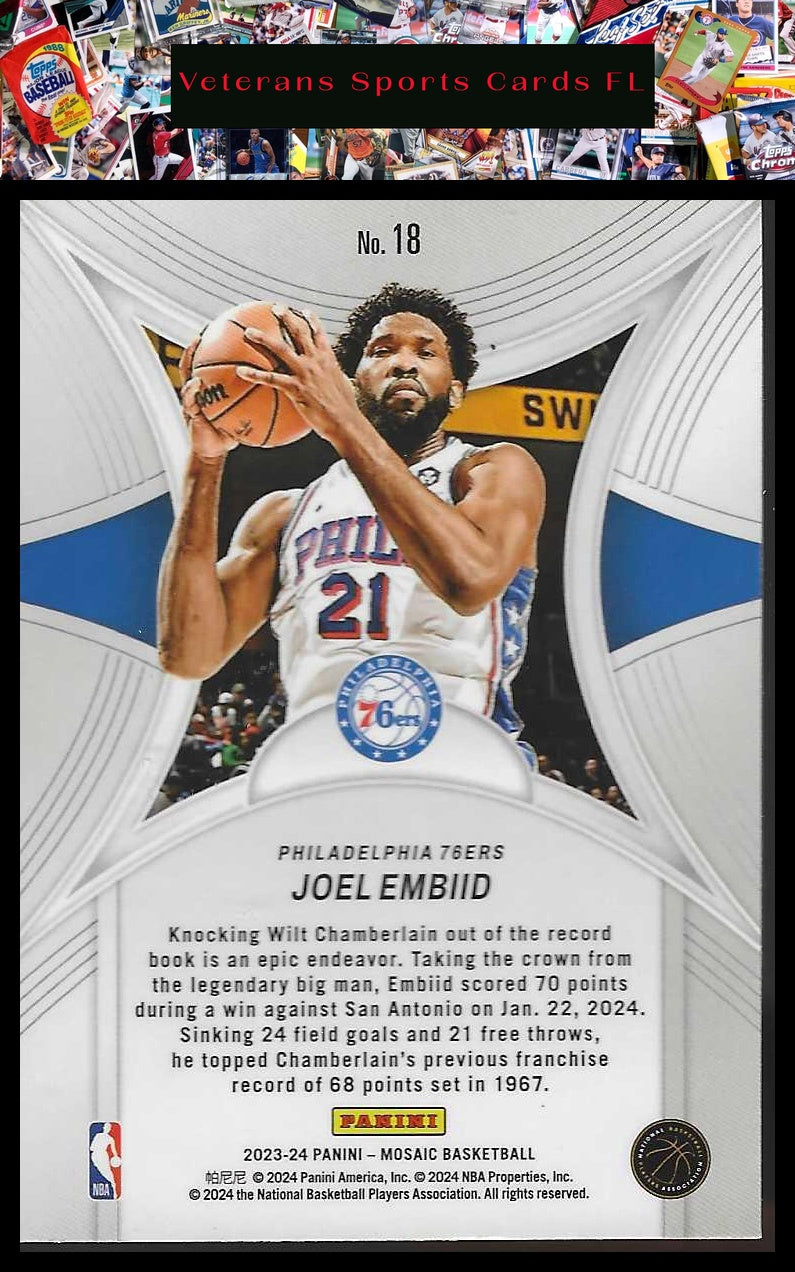 2022-23 Panini Mosaic #9 Joel Embiid Epic Performers Mosaic