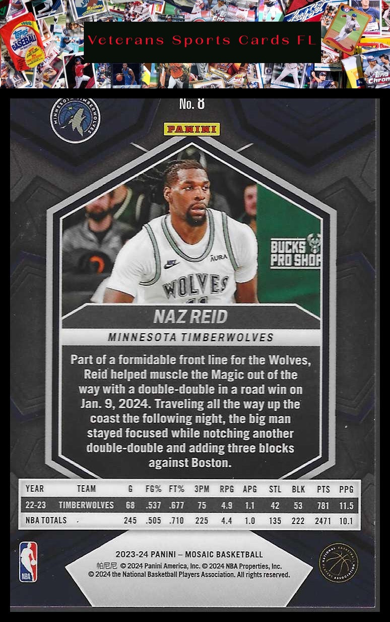 2023-24 Panini Mosaic #8 Naz Reid