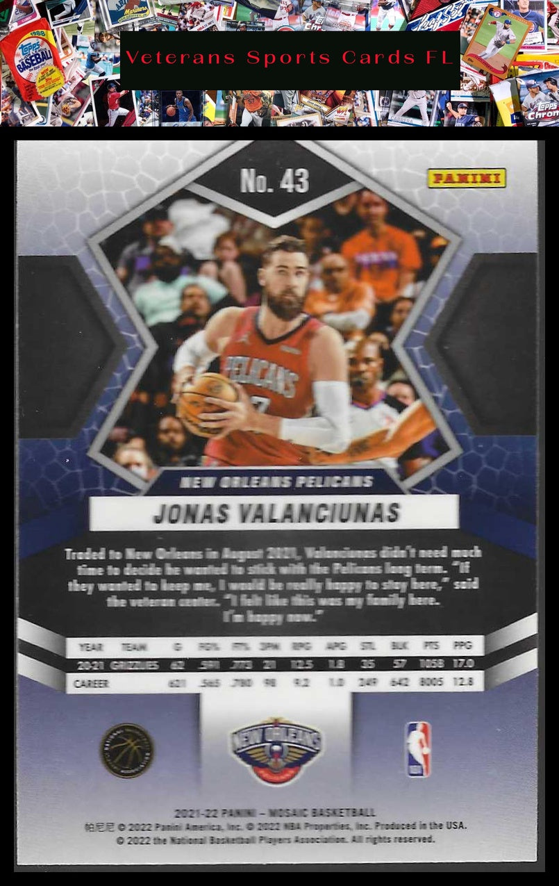 2021-22 Panini Mosaic #43 Jonas Valanciunas