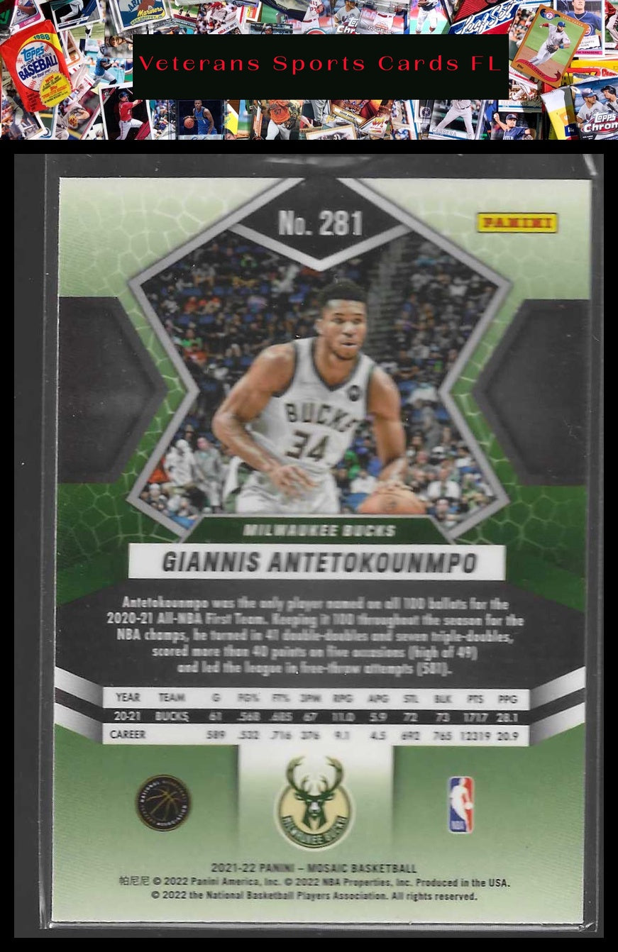 2021-22 Panini Mosaic #281 Giannis Antetokounmpo