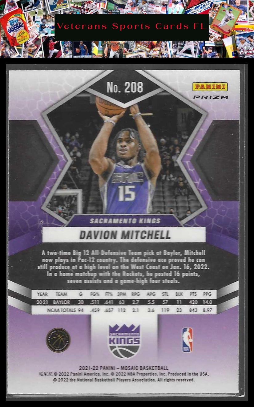 2021-22 Panini Mosaic #208 Davion Mitchell Silver