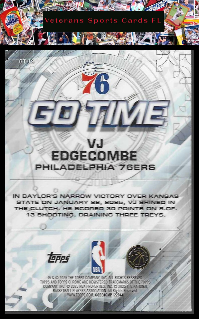 2025-26 Topps Chrome #GT-18 VJ Edgecombe Go Time