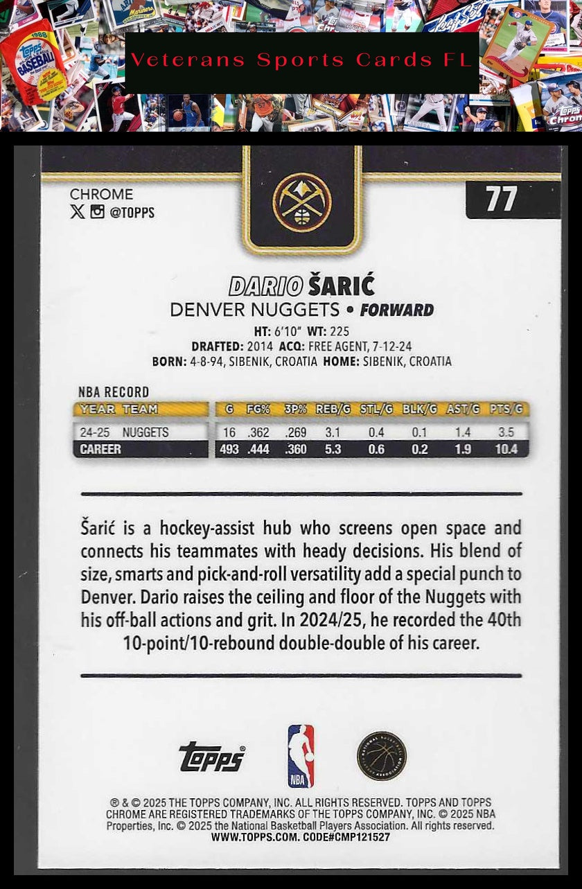 2025-26 Topps Chrome #77 Dario Šarić
