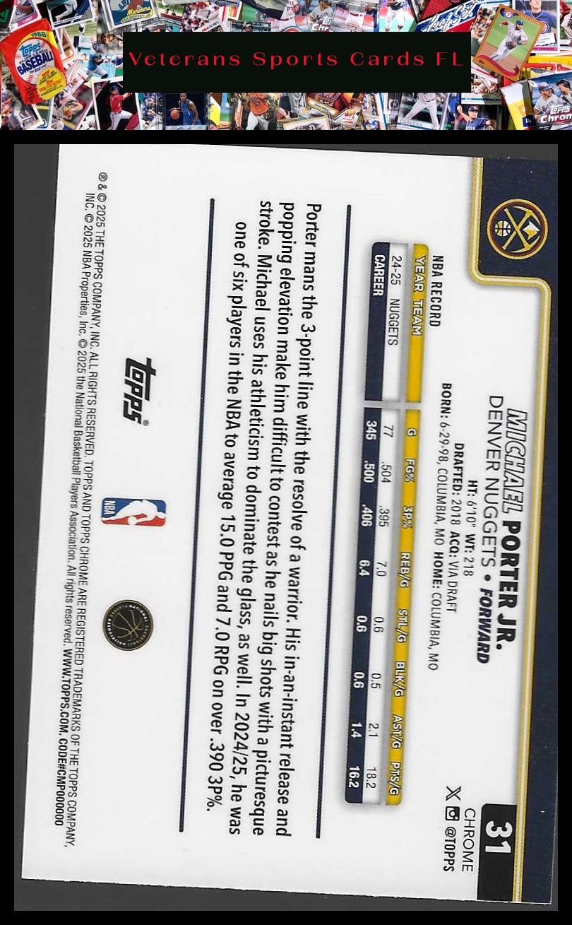 2025-26 Topps Chrome #31 Michael Porter Jr.