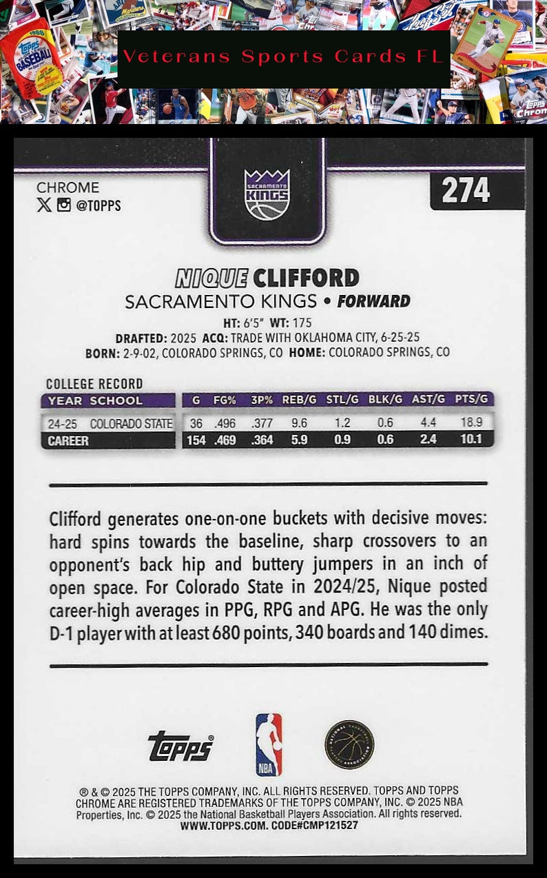 2025-26 Topps Chrome #274 Nique Clifford
