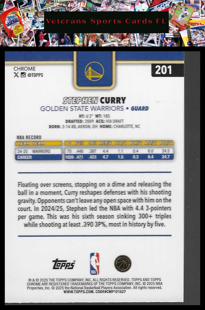 2025-26 Topps Chrome #201 Stephen Curry