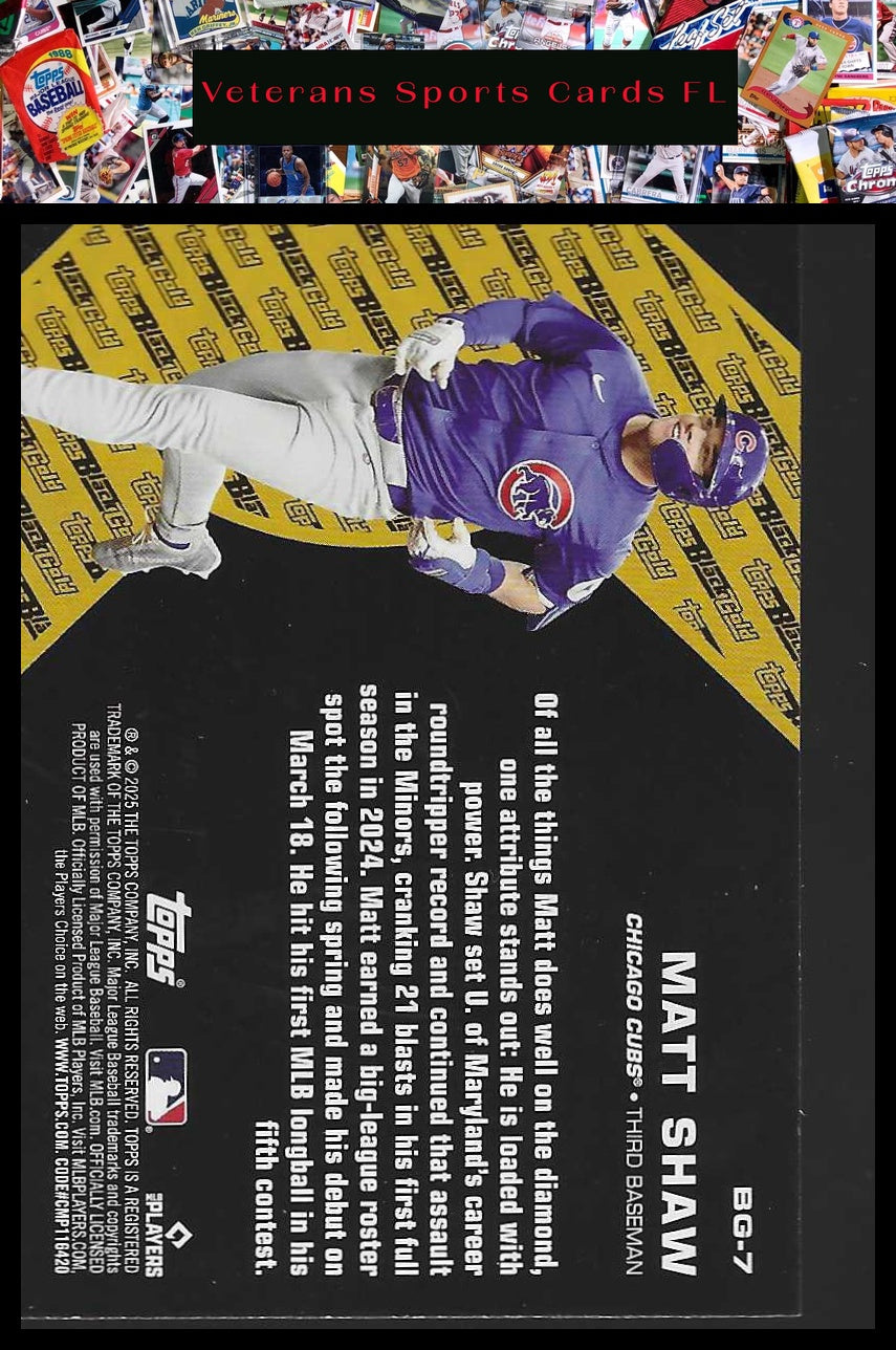 2025 Topps Update #BG-7 Matt Shaw Topps Black Gold