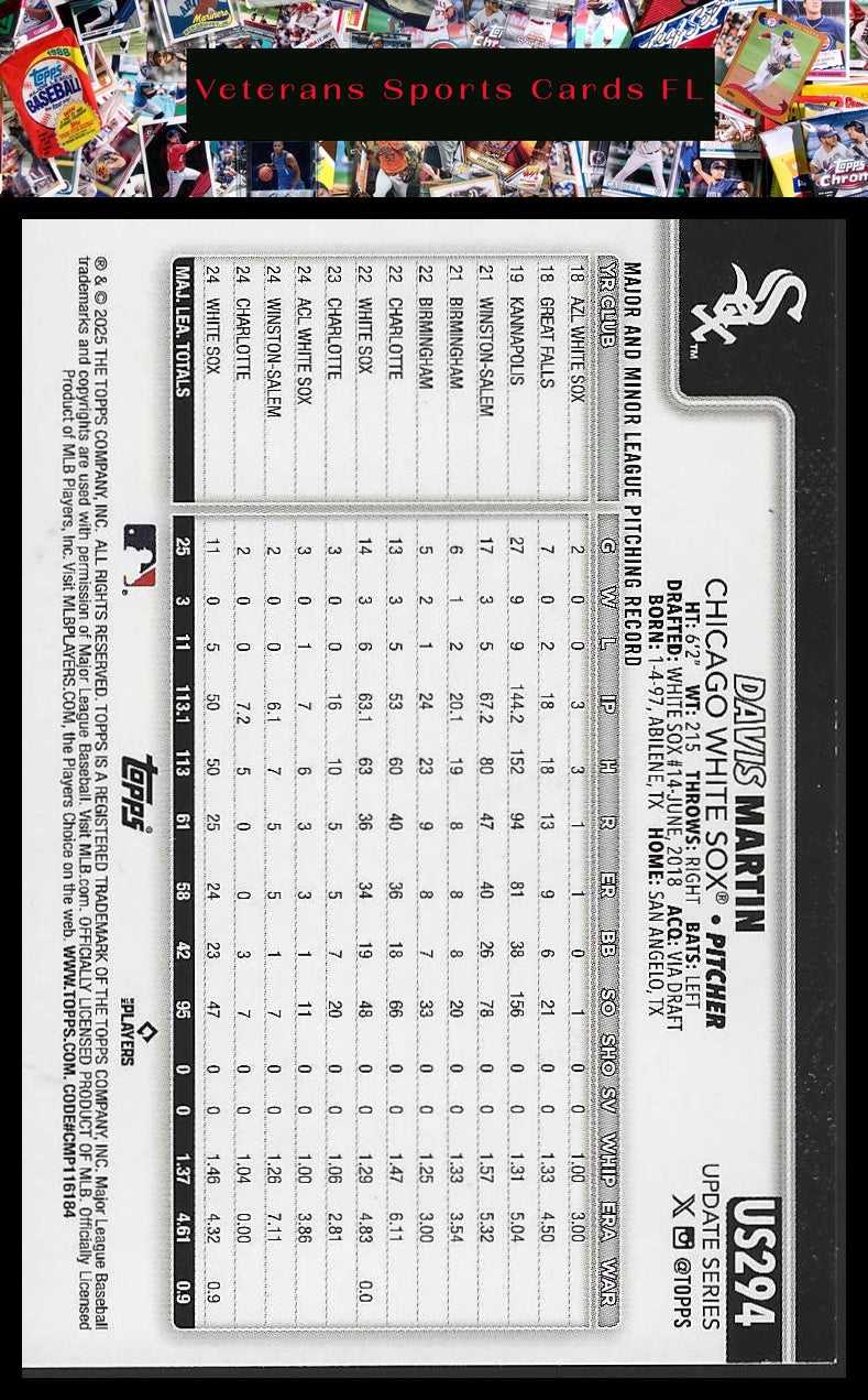 2025 Topps Update #US294 Davis Martin Holo Foil