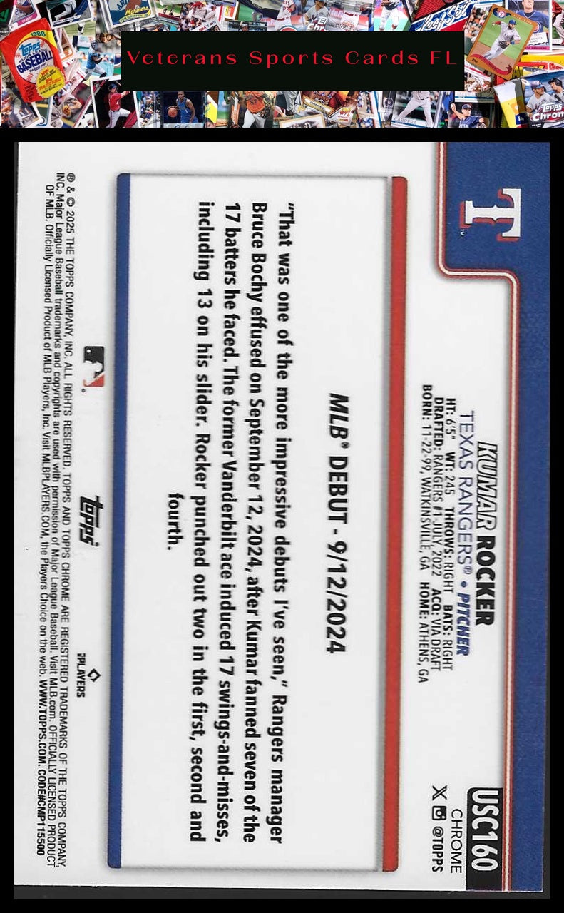 2025 Topps Chrome Update #USC160 Kumar Rocker Sepia Refractor