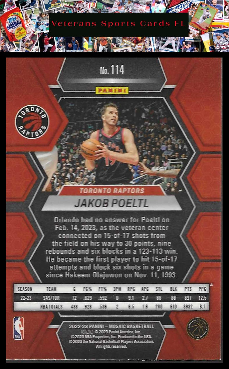 2022-23 Panini Mosaic #114 Jakob Poeltl