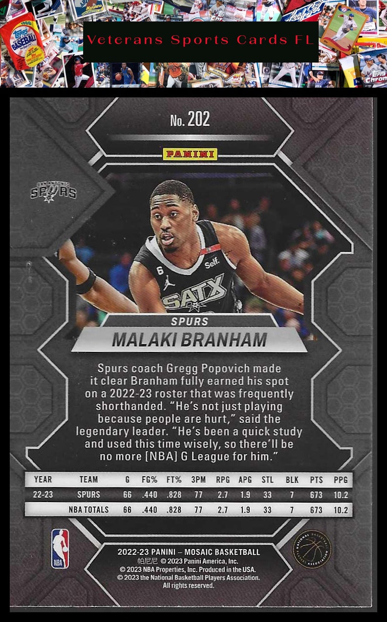 2022-23 Panini Mosaic #202 Malaki Branham